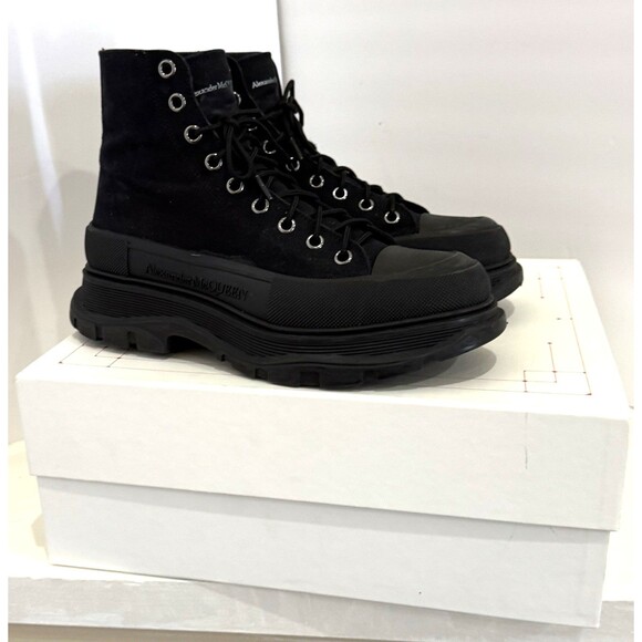 Alexander McQueen Black Canvas High Top Boots Chunky Lug Sole Sneakers EU 43.5 main image 16
